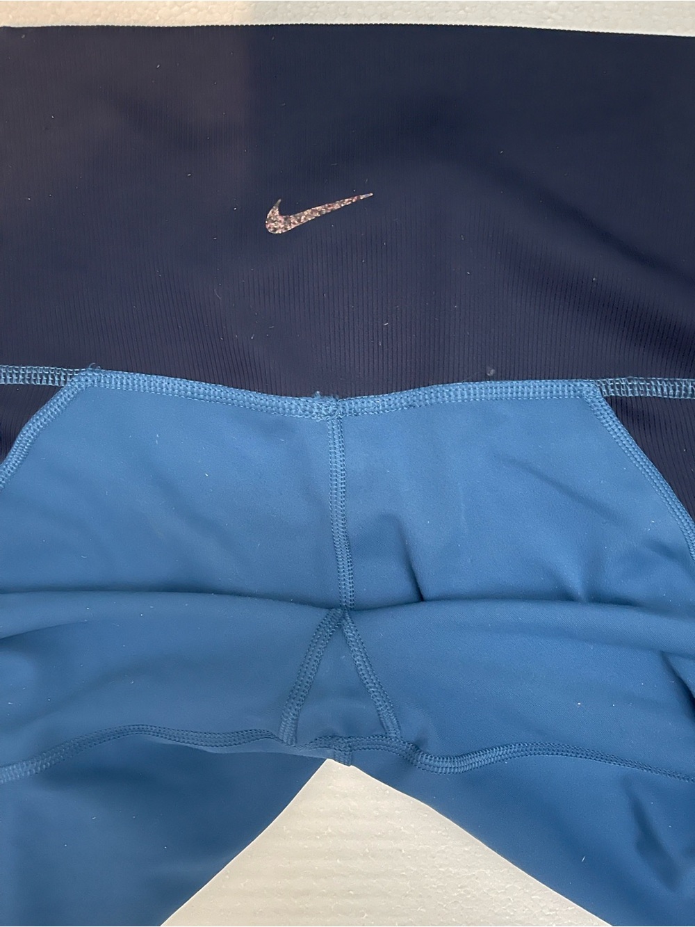 Nike Teal and Navy Colorblock Women's Leggings - Picture 3 of 4